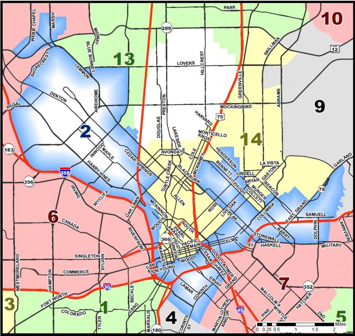 شہر کے شہر ڈلاس کے zoning کا نقشہ