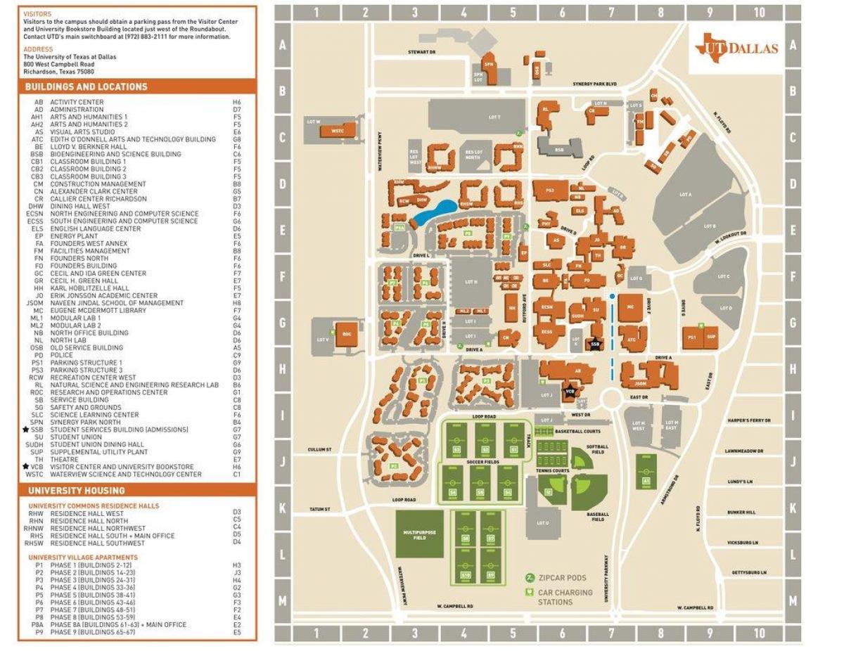 یونیورسٹی آف ٹیکساس کے شہر ڈلاس کے نقشے