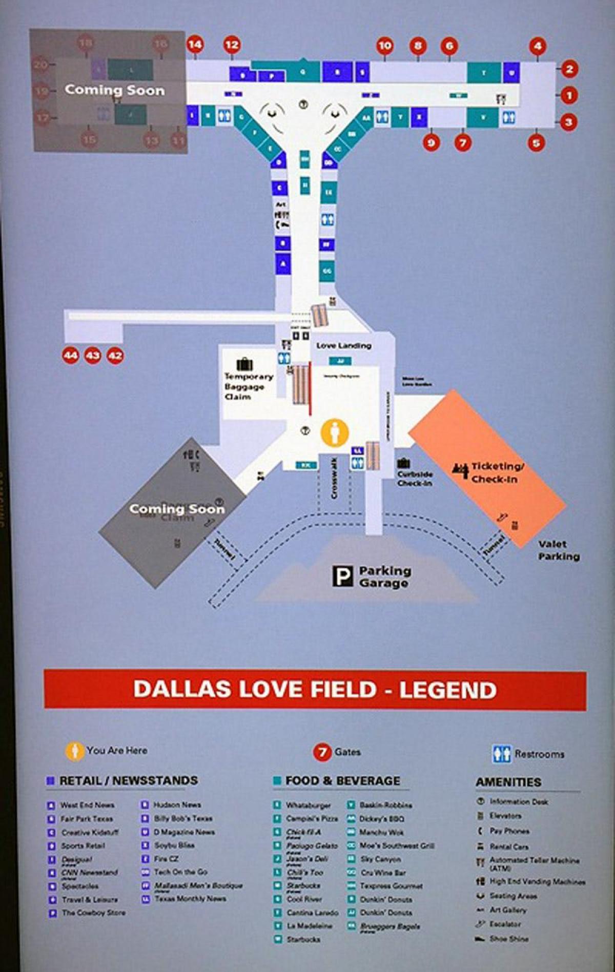 ڈلاس محبت کے میدان ہوائی اڈے کا نقشہ